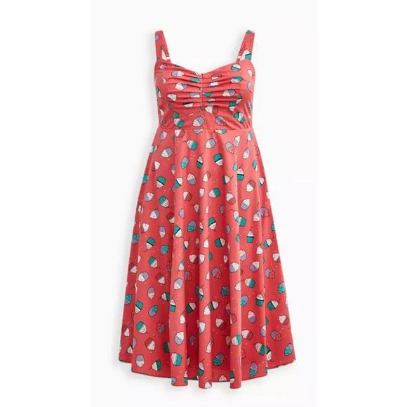 Torrid cupcake dress pockets midi poplin fit flare skater poplin plus size 1X - Picture 2 of 12